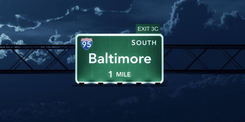 Freeway mile marker for Baltimore